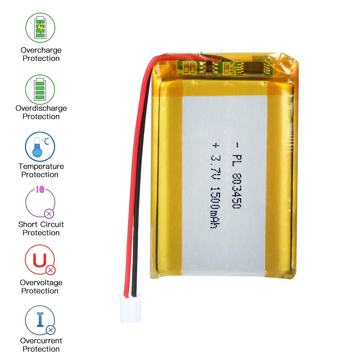 3.7V 1500mAh 803450 Rechargeable Lithium  Polymer Battery - Image 3