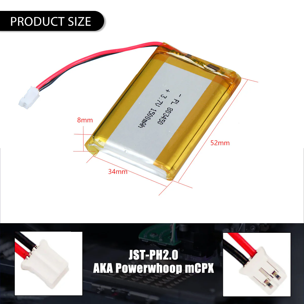 3.7V 1500mAh 803450 Rechargeable Lithium  Polymer Battery - Image 4