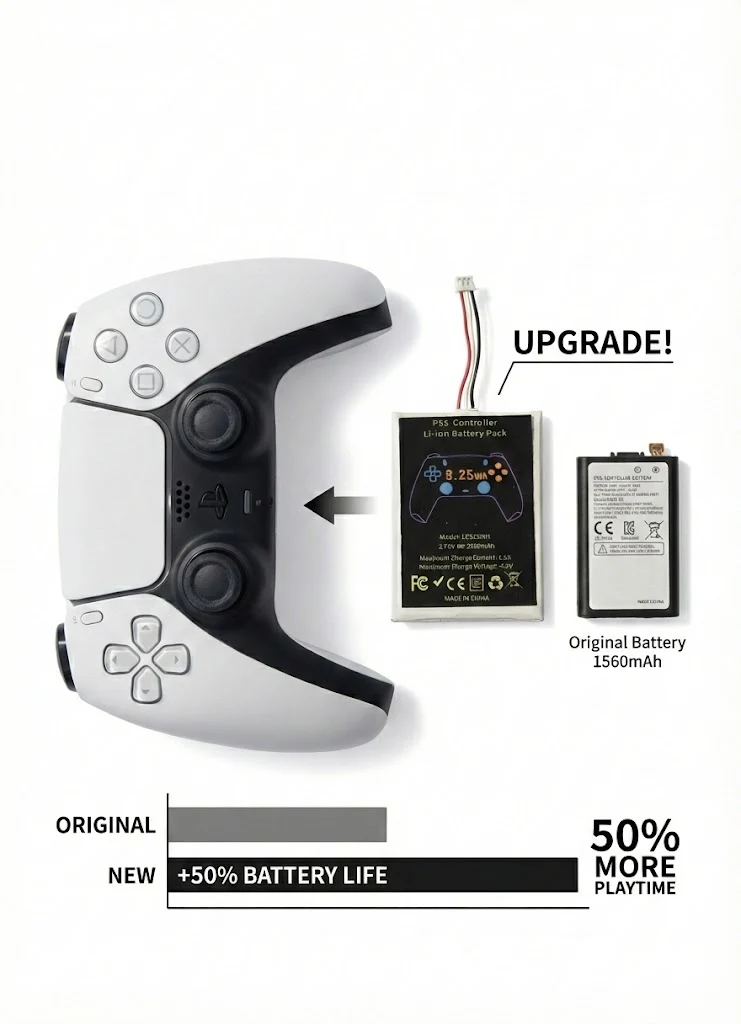 2500mAh High Capacity Battery for PS5 DualSense Controller | LIP1708 Replacement Upgrade - Image 3