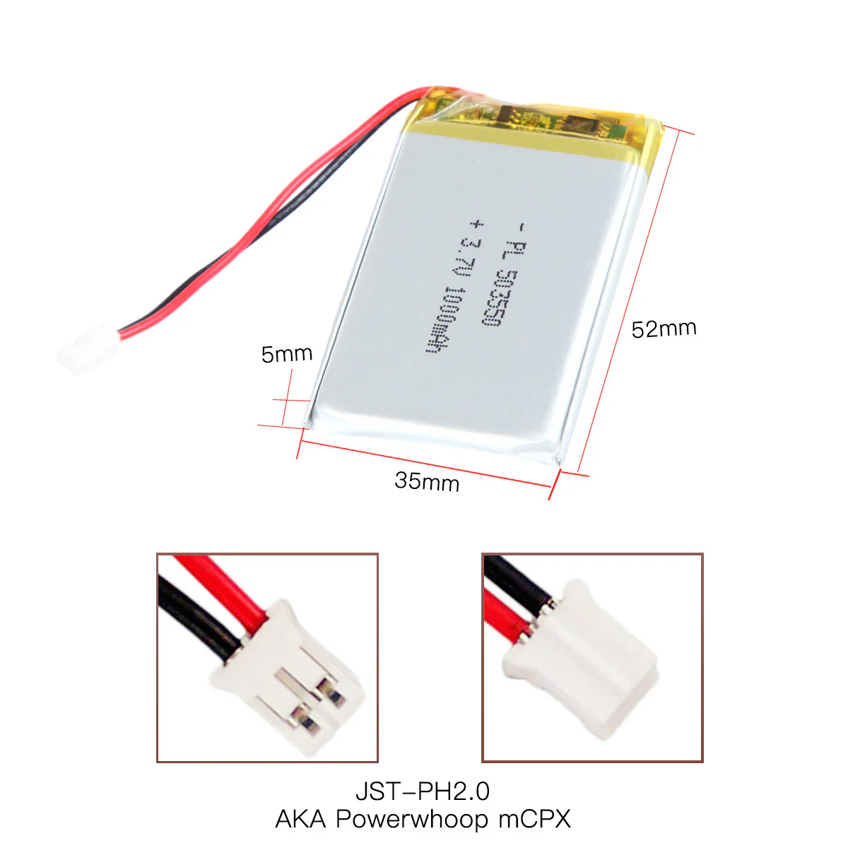 YDL 3.7V 1000mAh 503550 Rechargeable Lithium Polymer Battery Length 52mm - Image 4