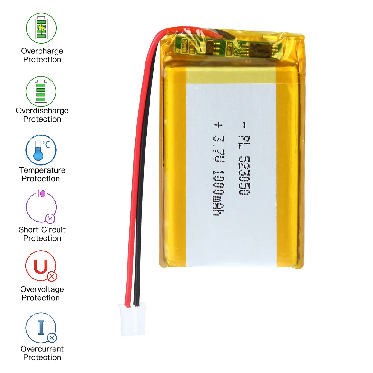 YDL 3.7V 800mAh 523050 Rechargeable  Lithium  Polymer Battery - Image 5
