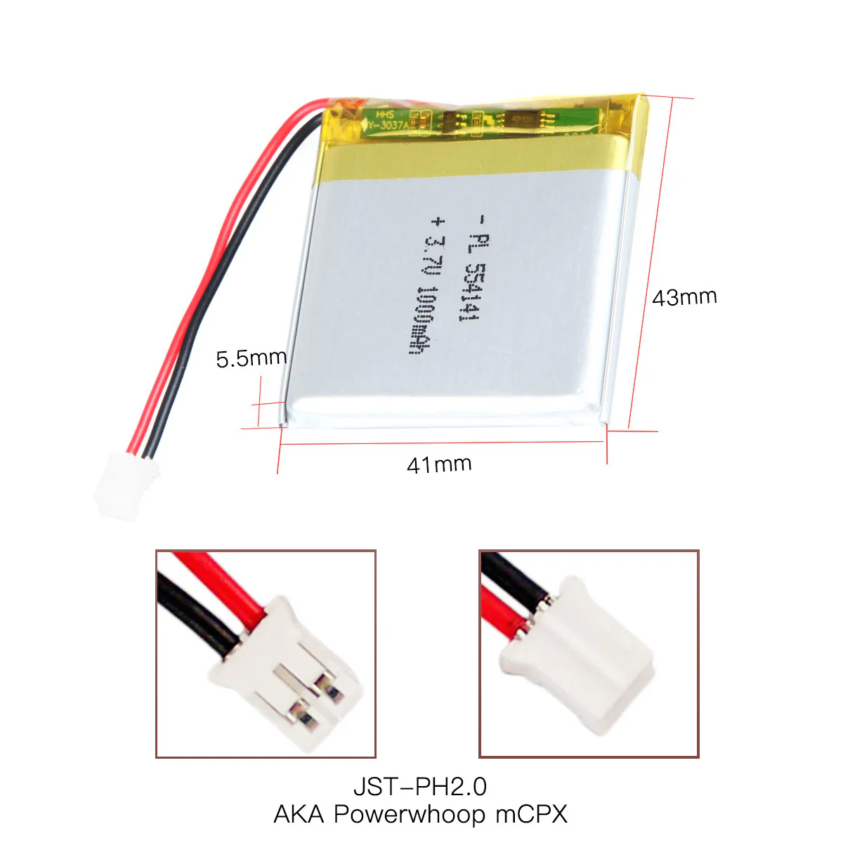 YDL 3.7V 1000mAh 554141 Rechargeable Lithium Polymer Battery Length 43mm - Image 4