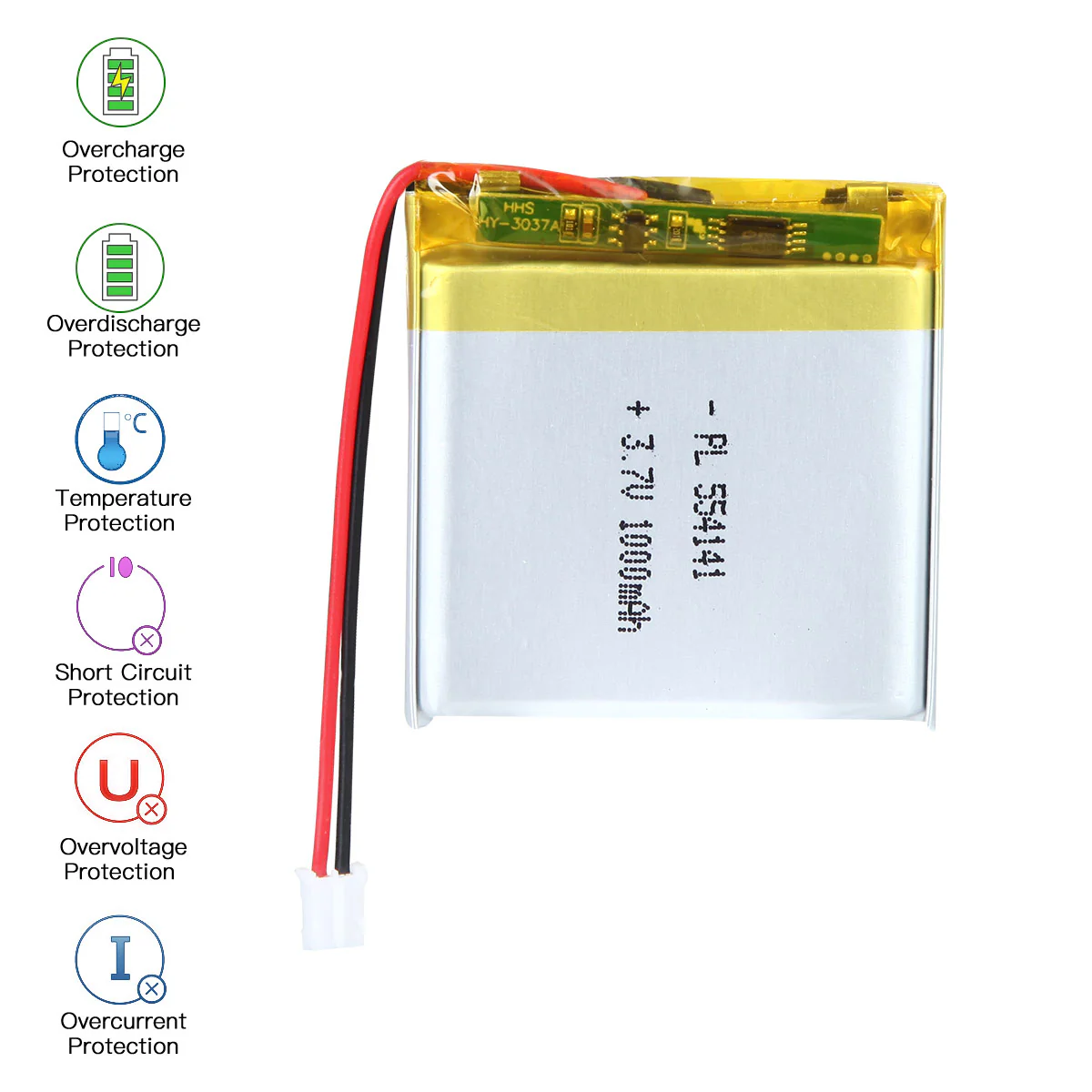 YDL 3.7V 1000mAh 554141 Rechargeable Lithium Polymer Battery Length 43mm - Image 5