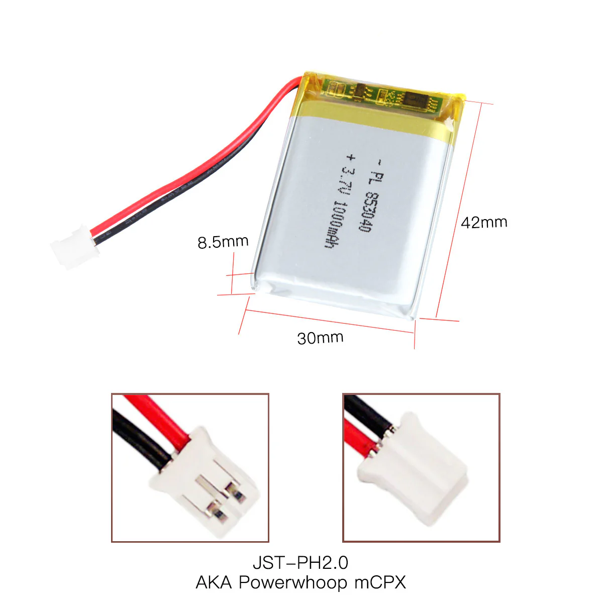 YDL 3.7V 1000mAh 853040 Rechargeable Lithium Polymer  Battery - Image 4