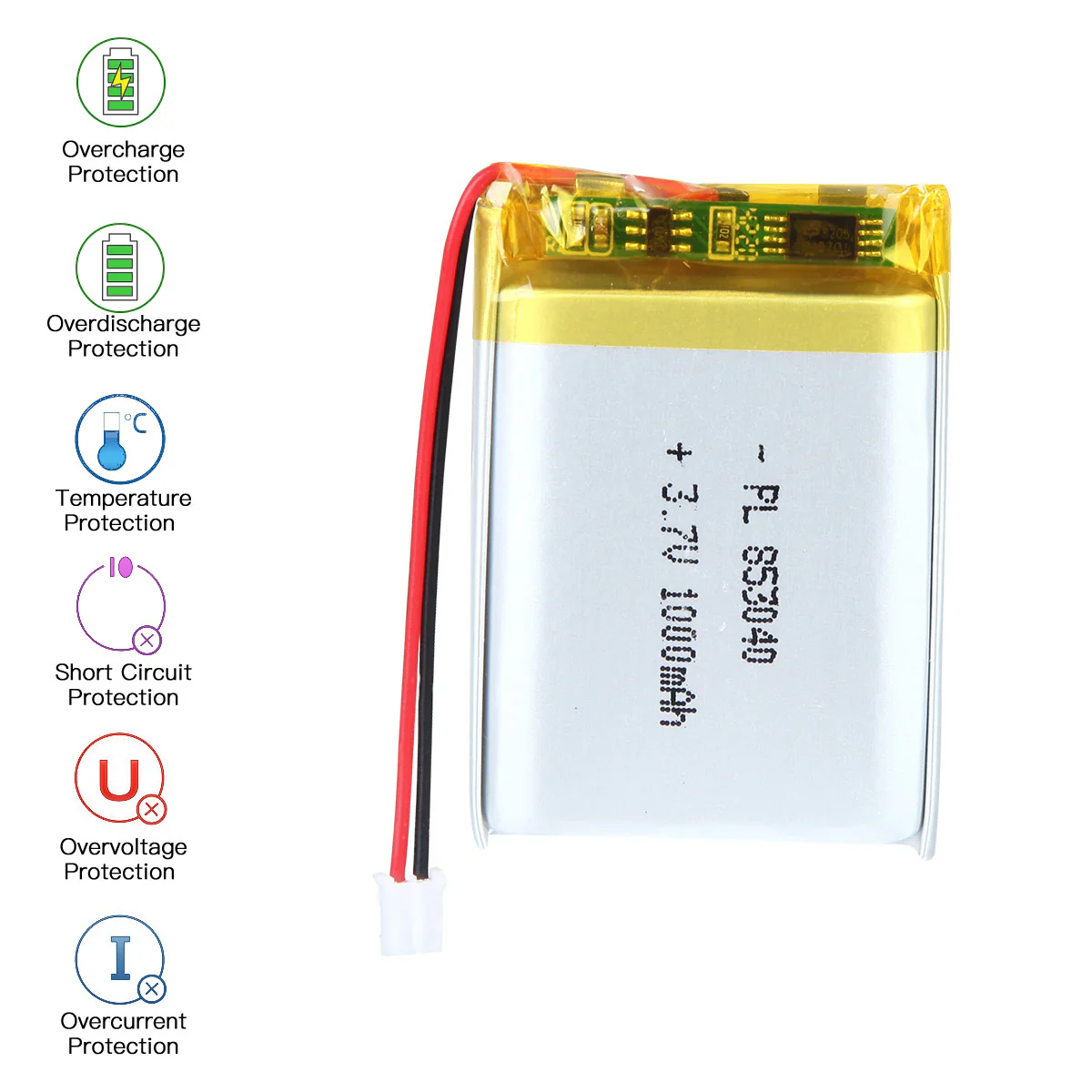 YDL 3.7V 1000mAh 853040 Rechargeable Lithium Polymer  Battery - Image 5