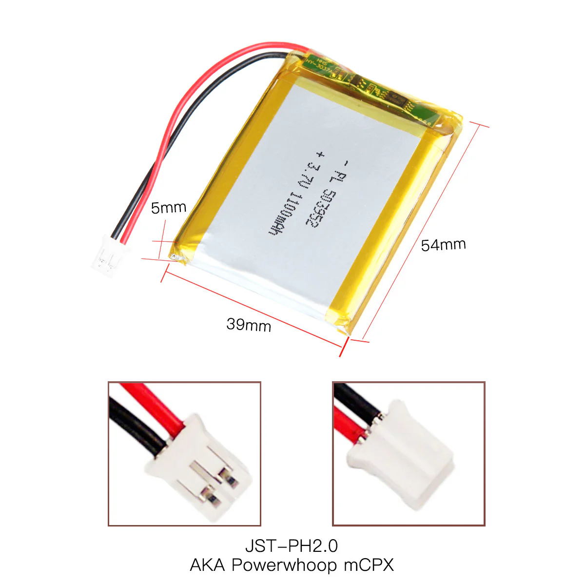 YDL 3.7V 1100mAh 503952 Rechargeable Lithium Polymer Battery Length 54mm - Image 4