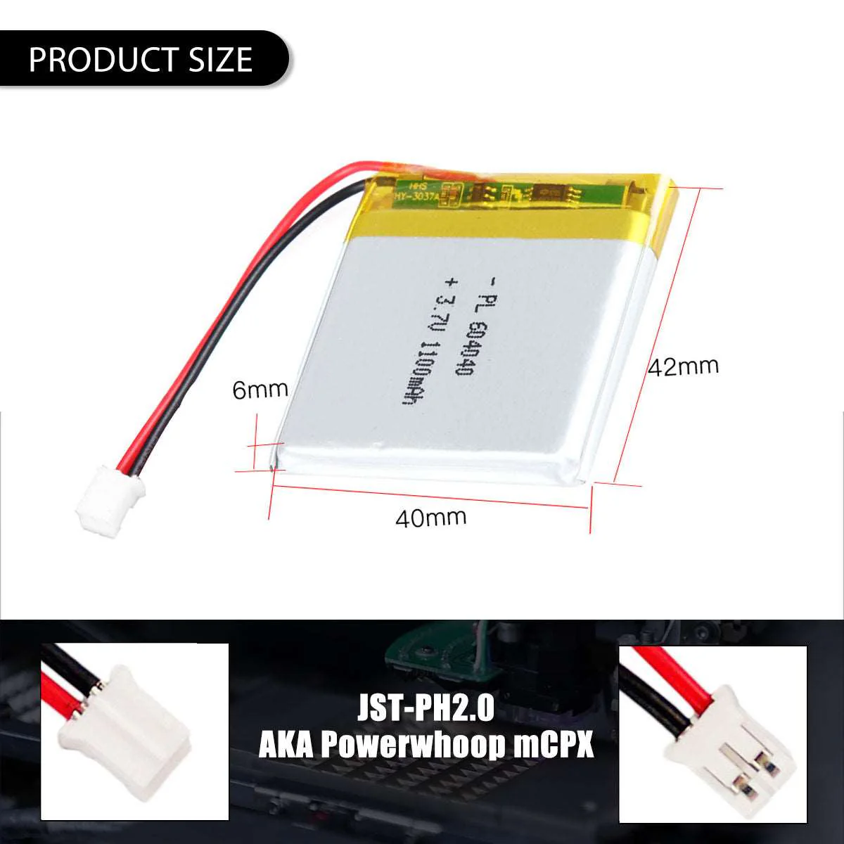 3.7V 1100mAh 604040 Rechargeable Lithium Polymer Battery Pack - Image 4