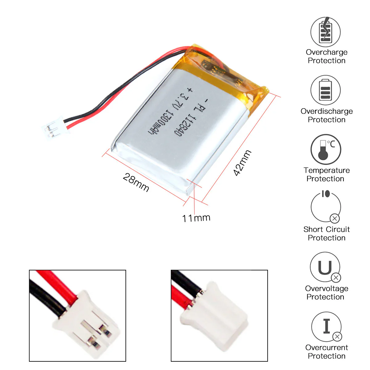 YDL 3.7V 1300mAh 112840 Rechargeable Lithium  Polymer Battery - Image 3
