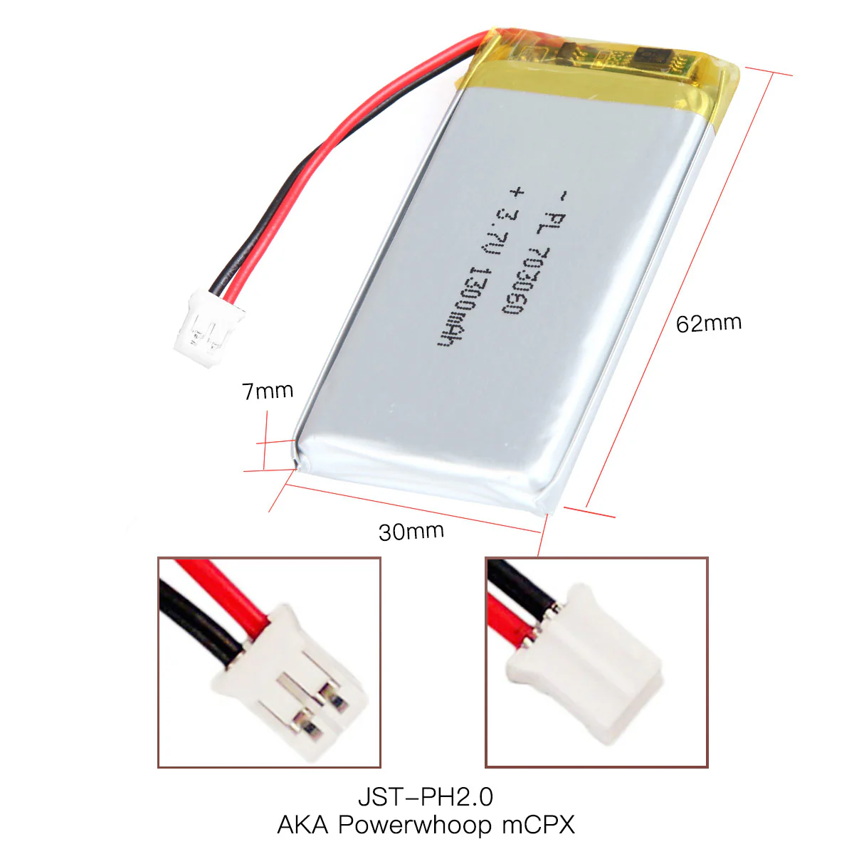 YDL 3.7V 1300mAh 703060 Rechargeable Lithium Polymer Battery - Image 4
