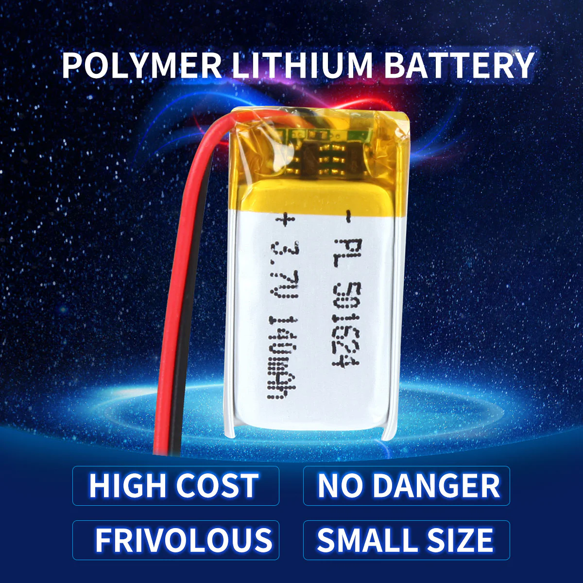 YDL 3.7V 140mAh 501624 Rechargeable Lithium Polymer Battery Length 26mm - Image 2