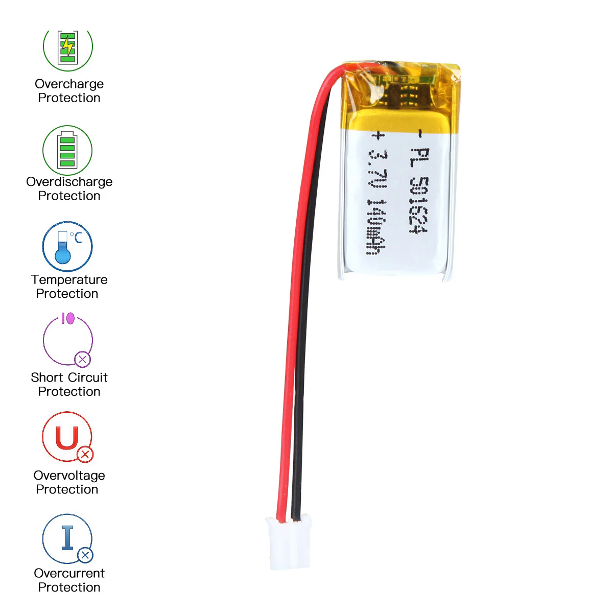 YDL 3.7V 140mAh 501624 Rechargeable Lithium Polymer Battery Length 26mm - Image 6