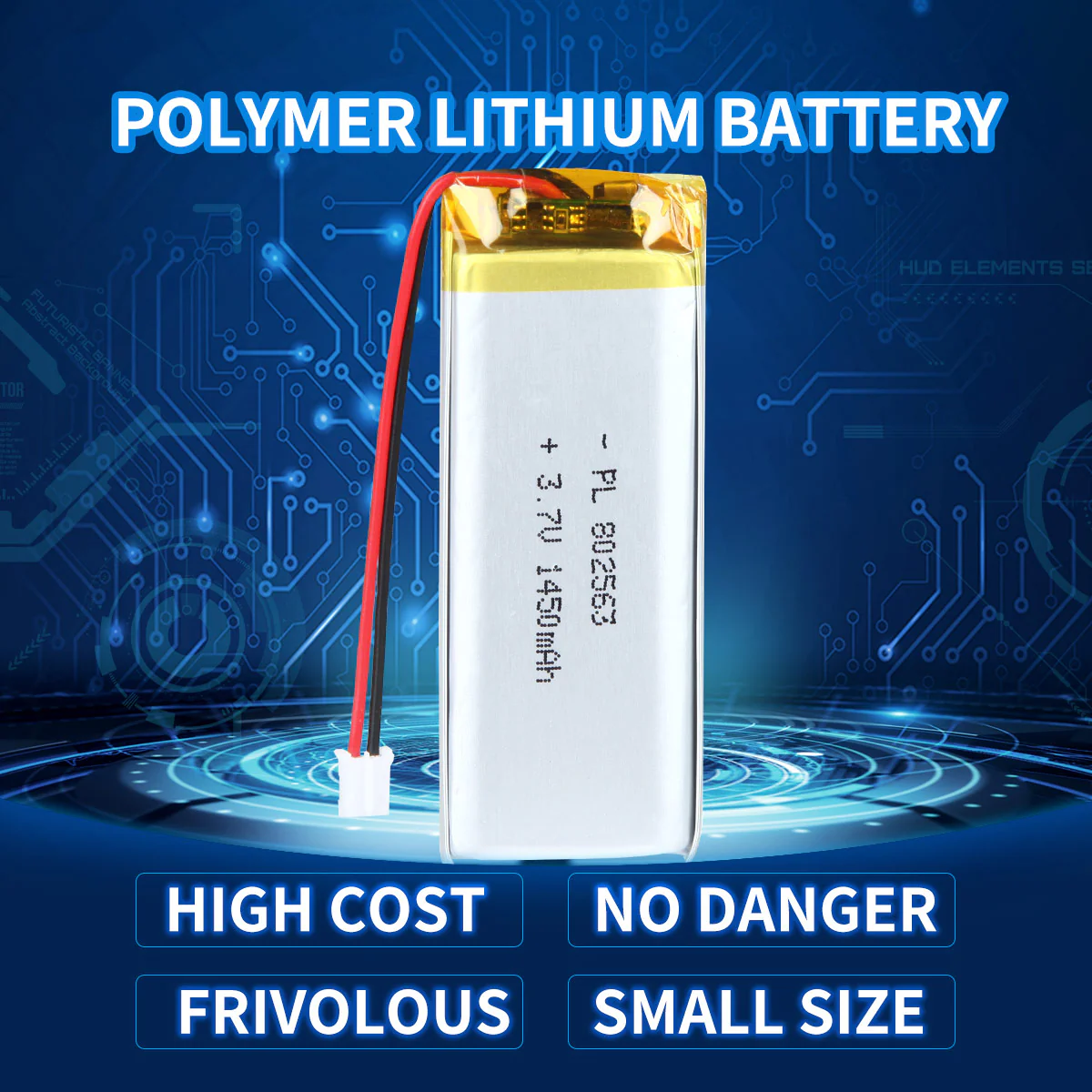 YDL 3.7V 1450mAh 802563 Rechargeable Lithium Polymer Battery - Image 2
