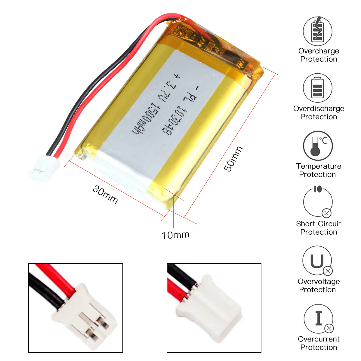 3.7V 1500mAh 103048 Rechargeable Lithium Polymer Battery - Image 4