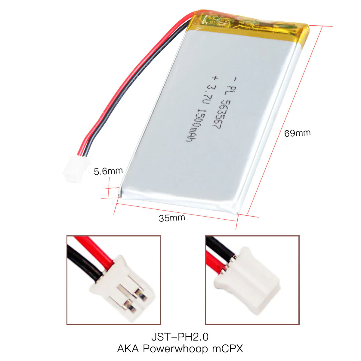 YDL 3.7V 1500mAh 563567 Rechargeable Lithium Polymer Battery Length 69mm - Image 5