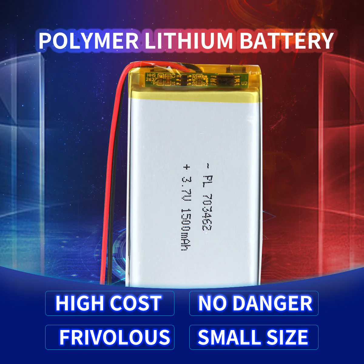 YDL 3.7V 1500mAh 703462 Rechargeable Lithium Polymer Battery - Image 2