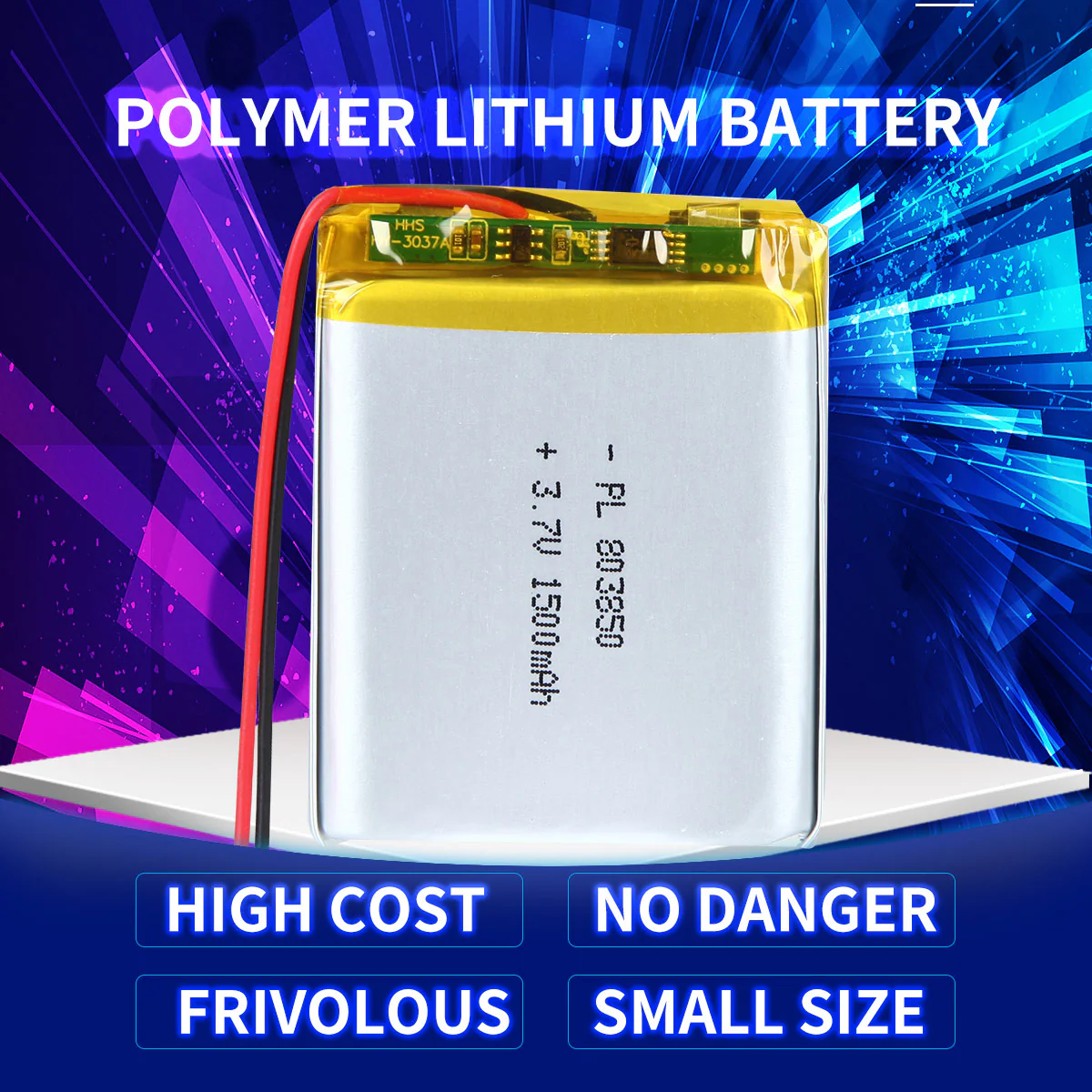 YDL 3.7V 1500mAh 803850 Rechargeable Lithium Polymer Battery - Image 2