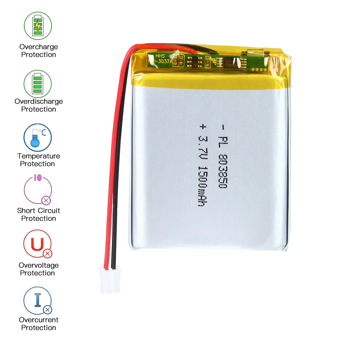 YDL 3.7V 1500mAh 803850 Rechargeable Lithium Polymer Battery - Image 6