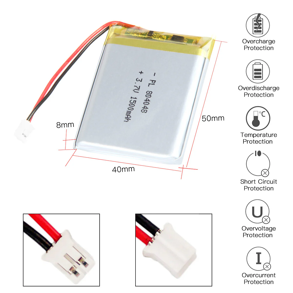 YDL 3.7V 1500mAh 804048 Rechargeable Lithium Polymer Battery - Image 4
