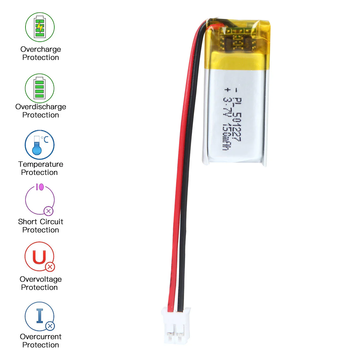 YDL 3.7V 150mAh 402025 Rechargeable Lithium Polymer Battery Length 27mm - Image 6