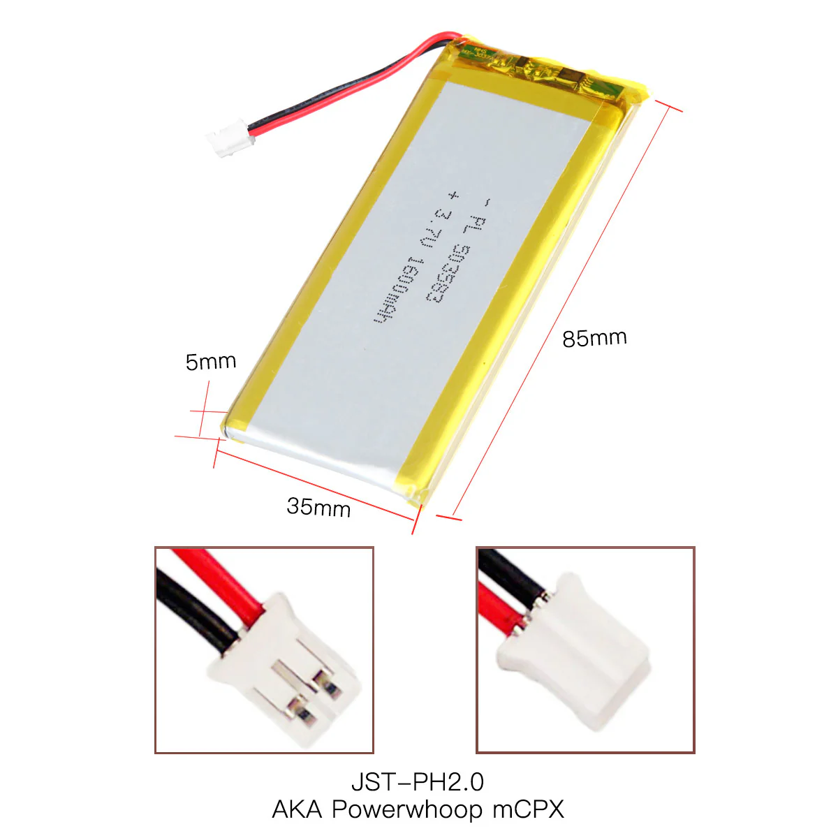 YDL 3.7V 1600mAh 503583 Rechargeable Lithium Polymer Battery Length 85mm - Image 5