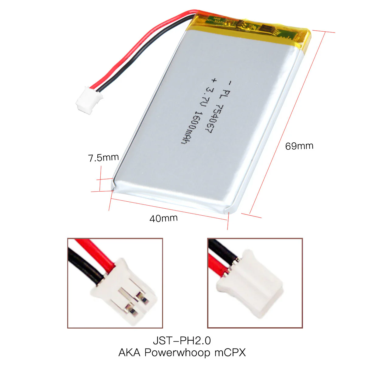 YDL 3.7V 1600mAh 754067 Rechargeable Lithium Polymer Battery - Image 5