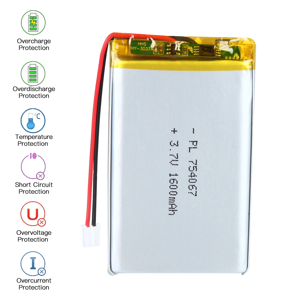YDL 3.7V 1600mAh 754067 Rechargeable Lithium Polymer Battery - Image 6