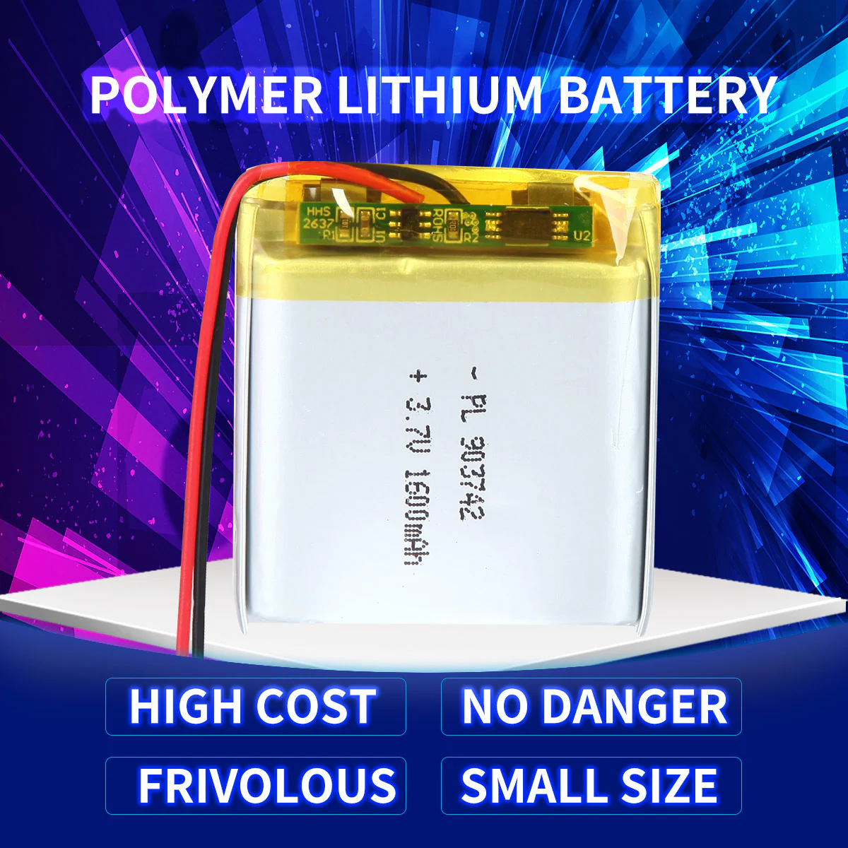 YDL 3.7V 1600mAh 903742 Rechargeable Lithium Polymer Battery - Image 2