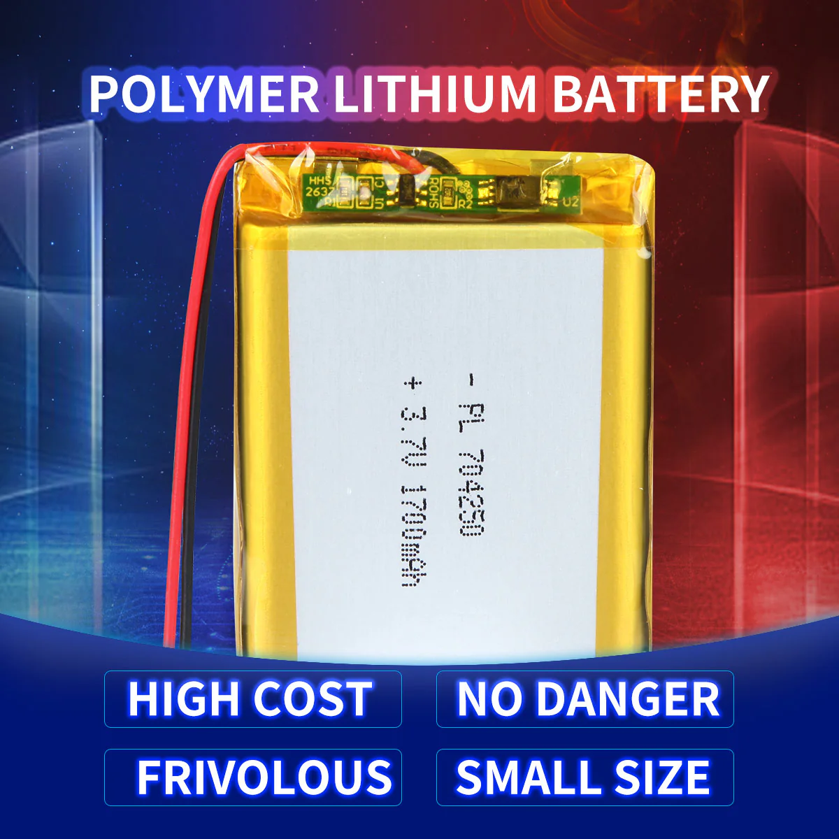 YDL 3.7V 1700mAh 704250 Lithium Polymer Battery Pack - Image 2