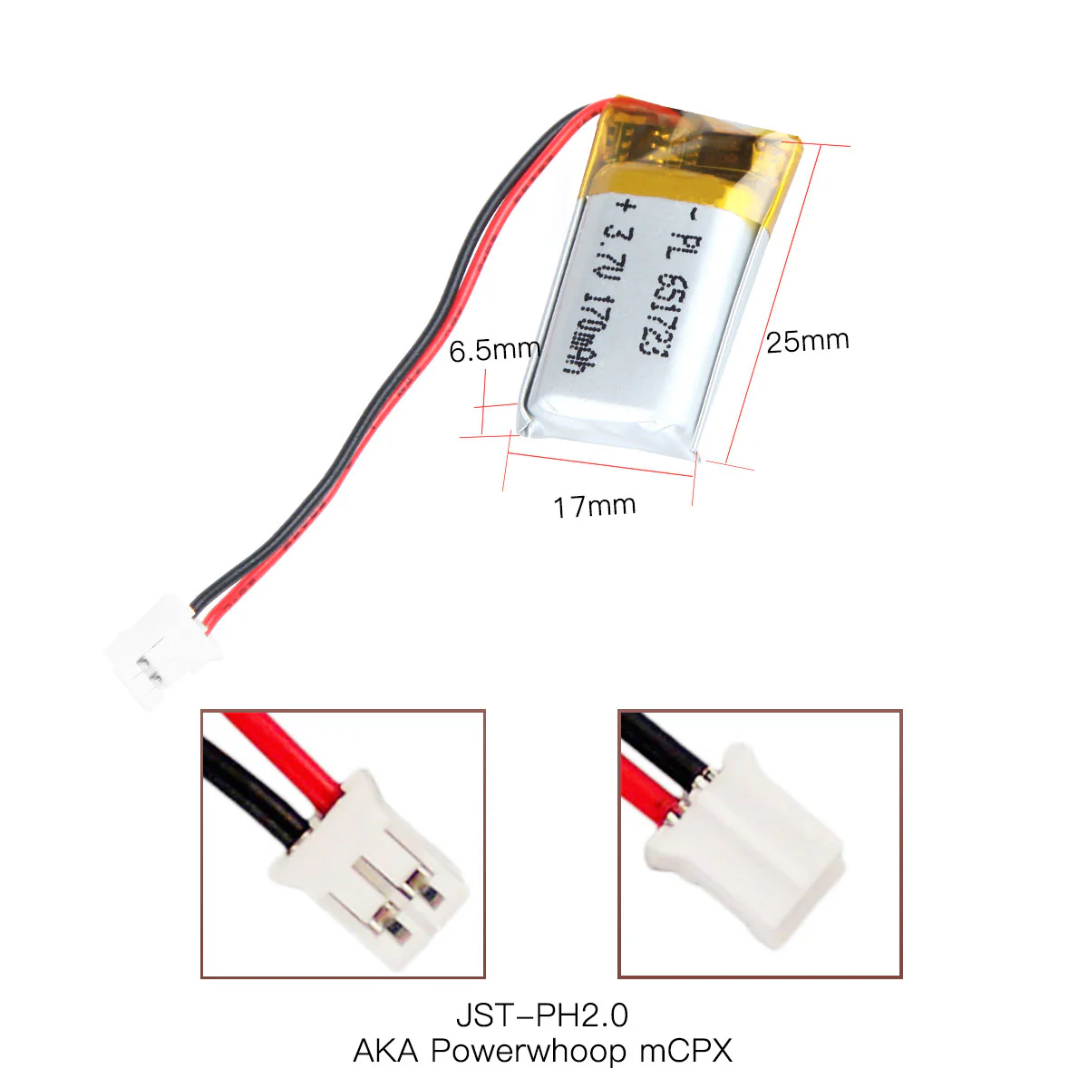 YDL 3.7V 170mAh 651723 Rechargeable Lithium Polymer Battery Length 25mm - Image 5