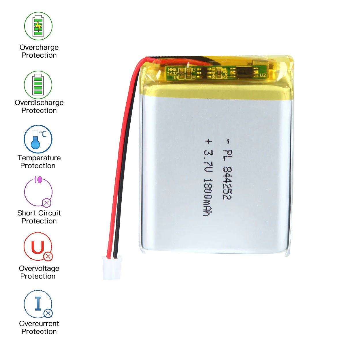 YDL 3.7V 1800mAh 844252 Rechargeable Lithium Polymer Battery - Image 6