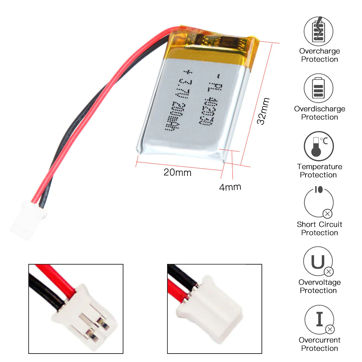 YDL 3.7V 200mAh 402030 Rechargeable Lithium  Polymer Battery - Image 4
