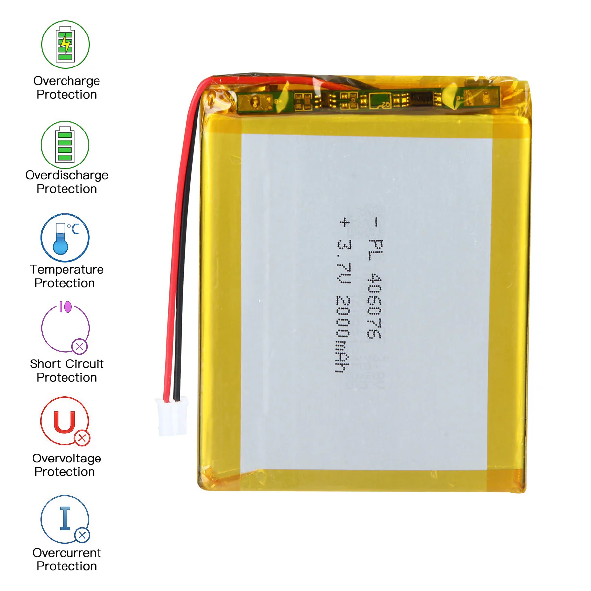 YDL 3.7V 2000mAh 406076 Rechargeable Lithium Polymer Battery Length 78mm - Image 6