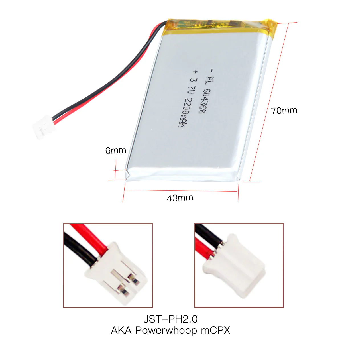 YDL 3.7V 2200mAh 604368 Rechargeable Lithium Polymer Battery - Image 4