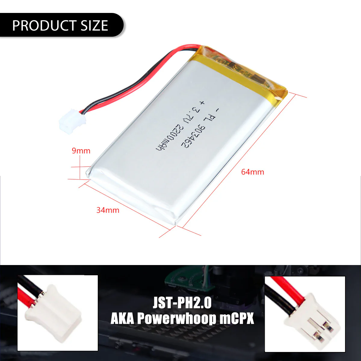YDL 3.7V 2200mAh 903462 Rechargeable Lithium Polymer Battery - Image 2