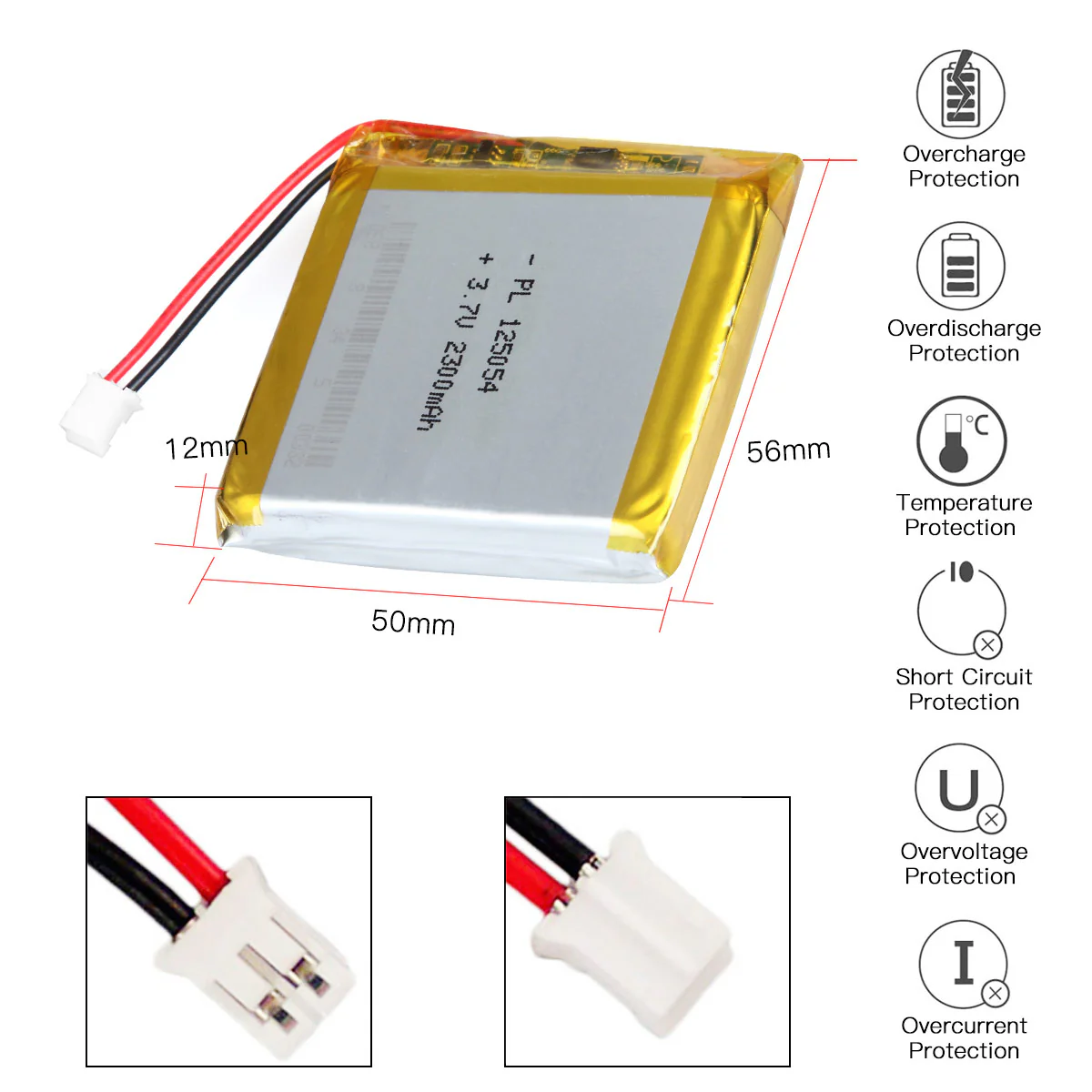 YDL 3.7V 4000mAh 125054 Rechargeable Lithium  Polymer Battery - Image 3