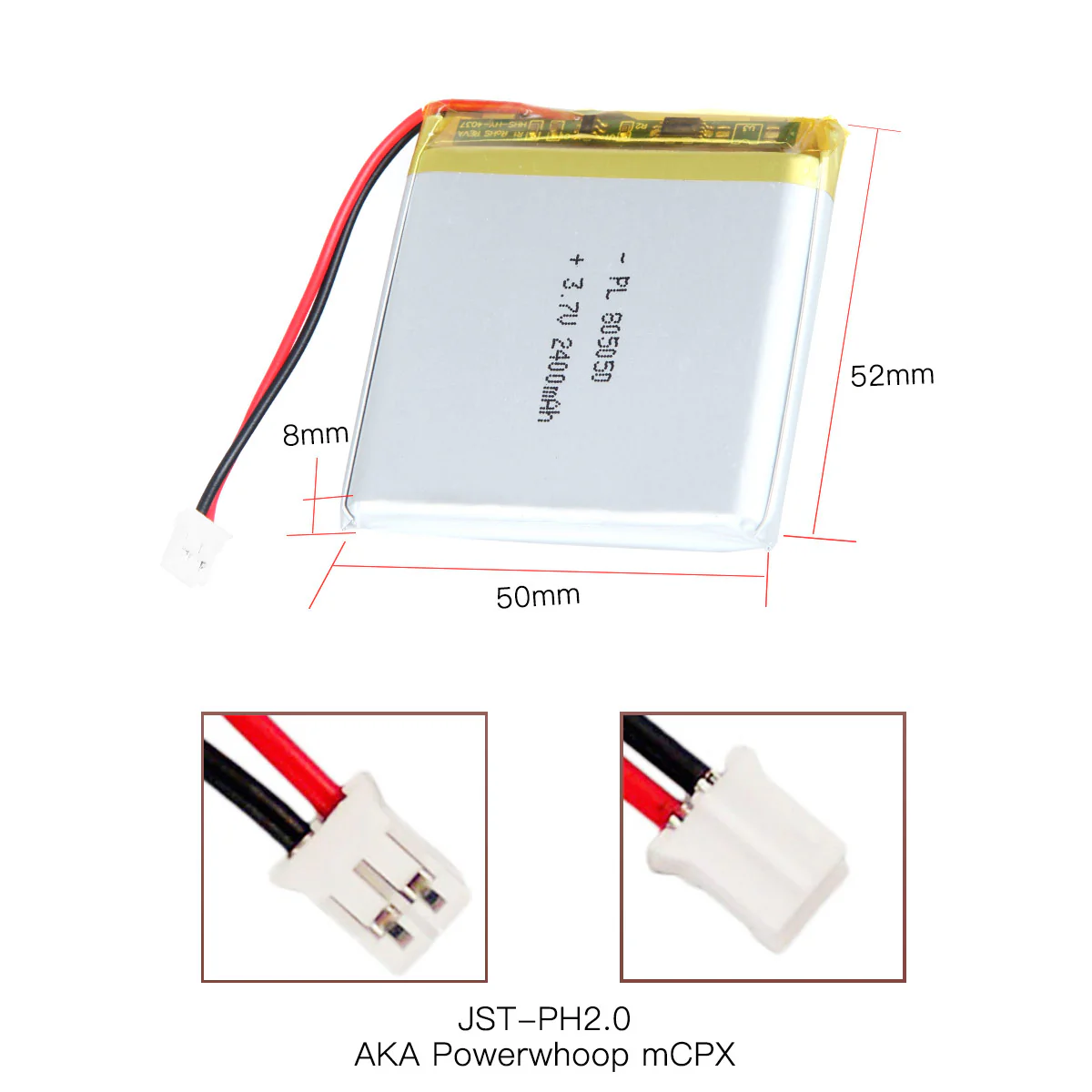 YDL 3.7V 2400mAh 805050 Rechargeable Lithium Polymer Battery - Image 4