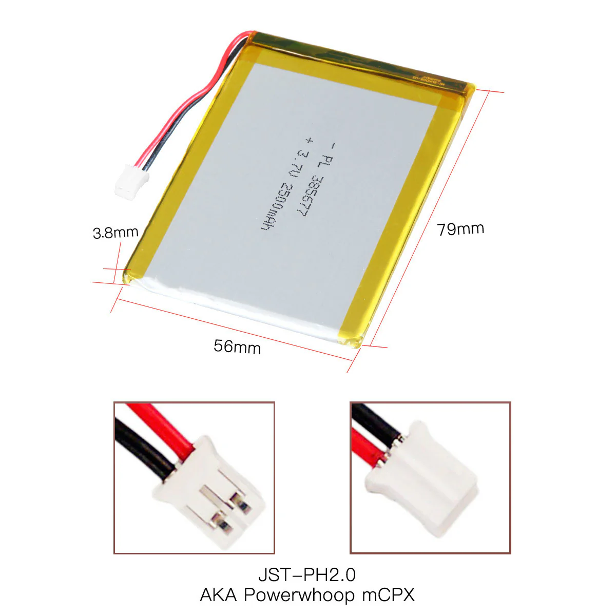 YDL 3.7V 2500mAh 385677 Rechargeable Lithium Polymer Battery Length 79mm - Image 4