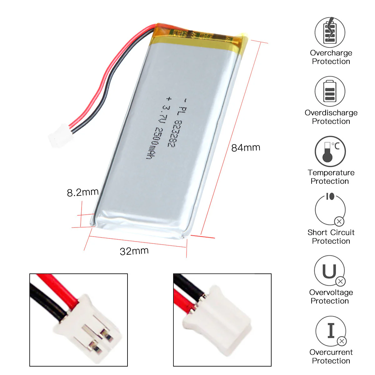 YDL 3.7V 2500mAh 823282 Rechargeable Lithium  Polymer Battery - Image 3