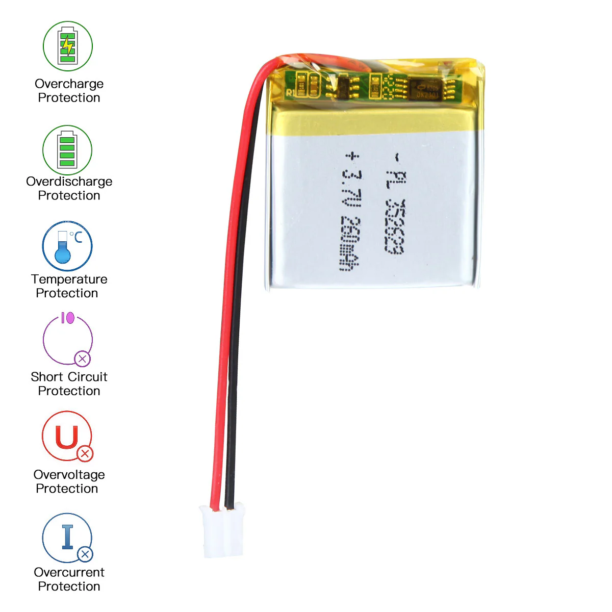 YDL 3.7V 260mAh 352629 Rechargeable Lithium Polymer Battery Length 31mm - Image 5