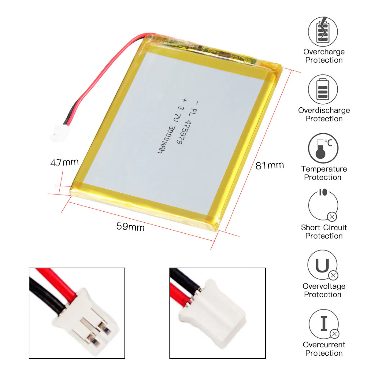 YDL 3.7V 3000mAh 475979 Rechargeable Lithium  Polymer Battery - Image 3