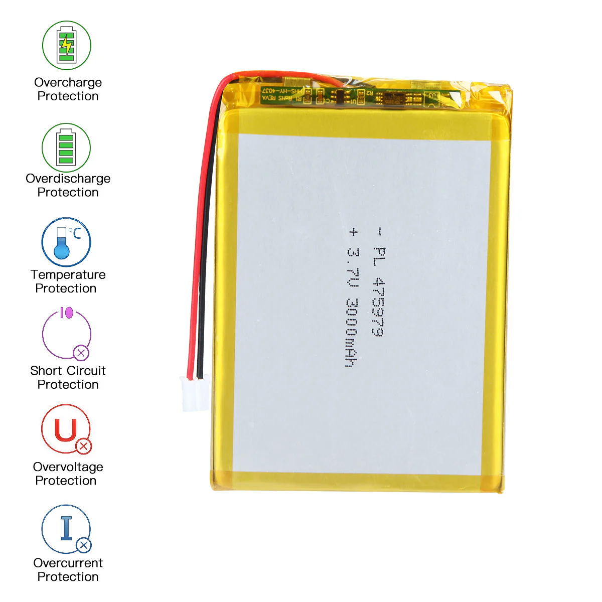 YDL 3.7V 3000mAh 475979 Rechargeable Lithium  Polymer Battery - Image 5