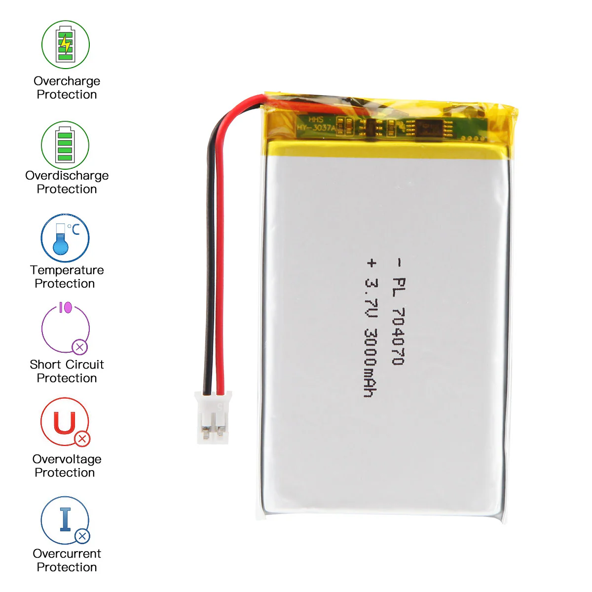 YDL 3.7V 2800mAh 704070/804070 Rechargeable Lithium  Polymer Battery - Image 5