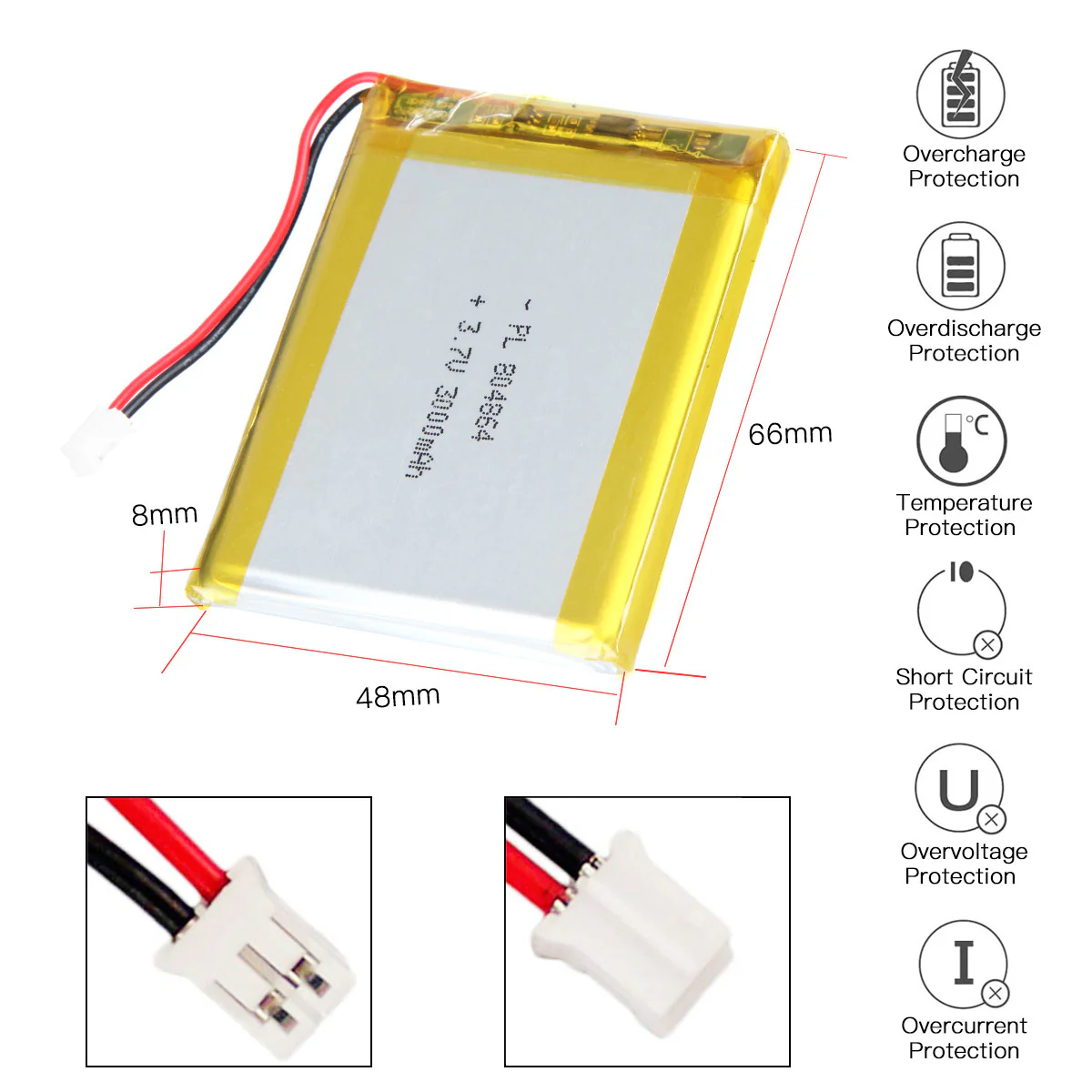 YDL 3.7V 3000mAh 804864  Lithium Polymer Battery Pack - Image 3