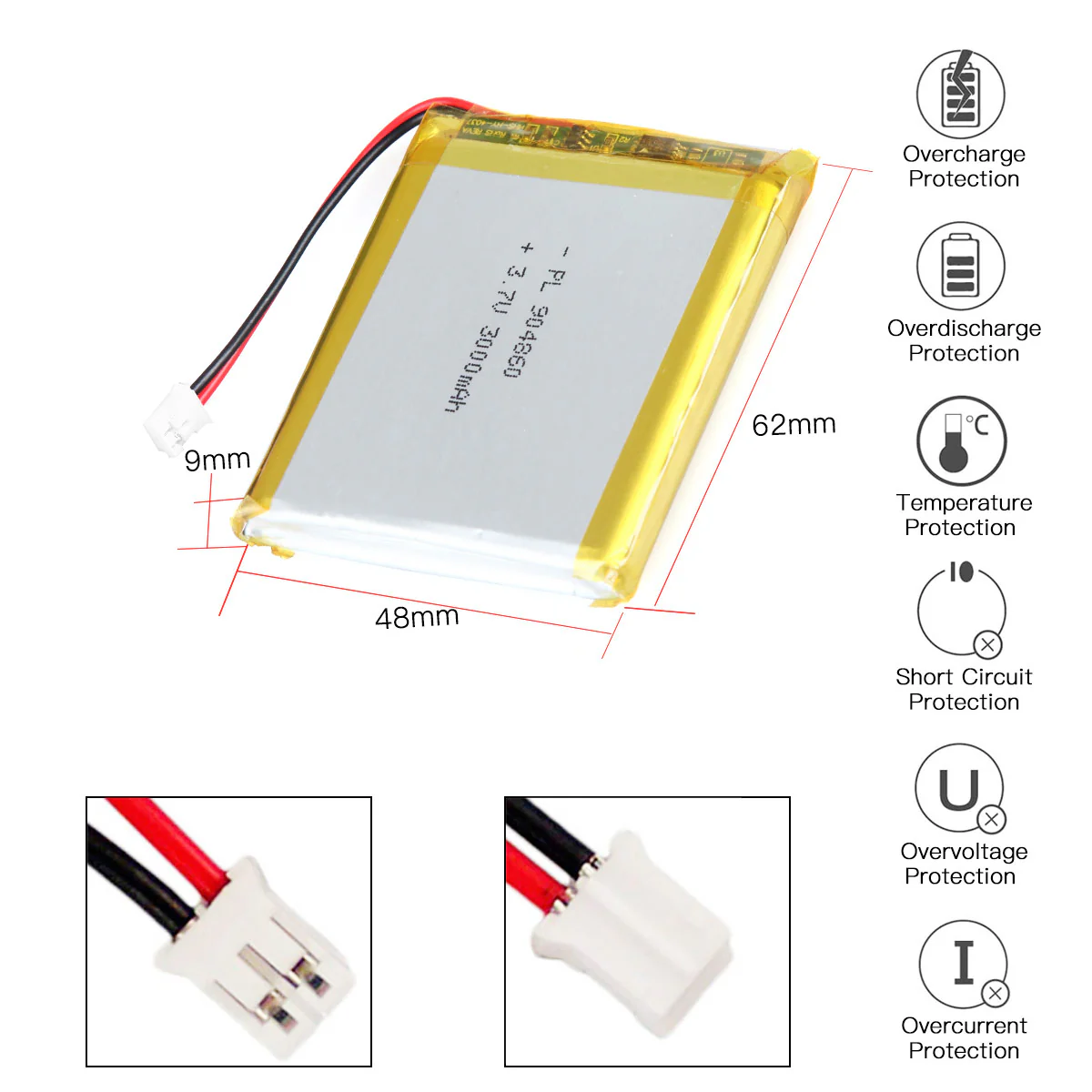 YDL 3.7V 3000mAh 904860 Rechargeable Lithium  Polymer Battery - Image 3