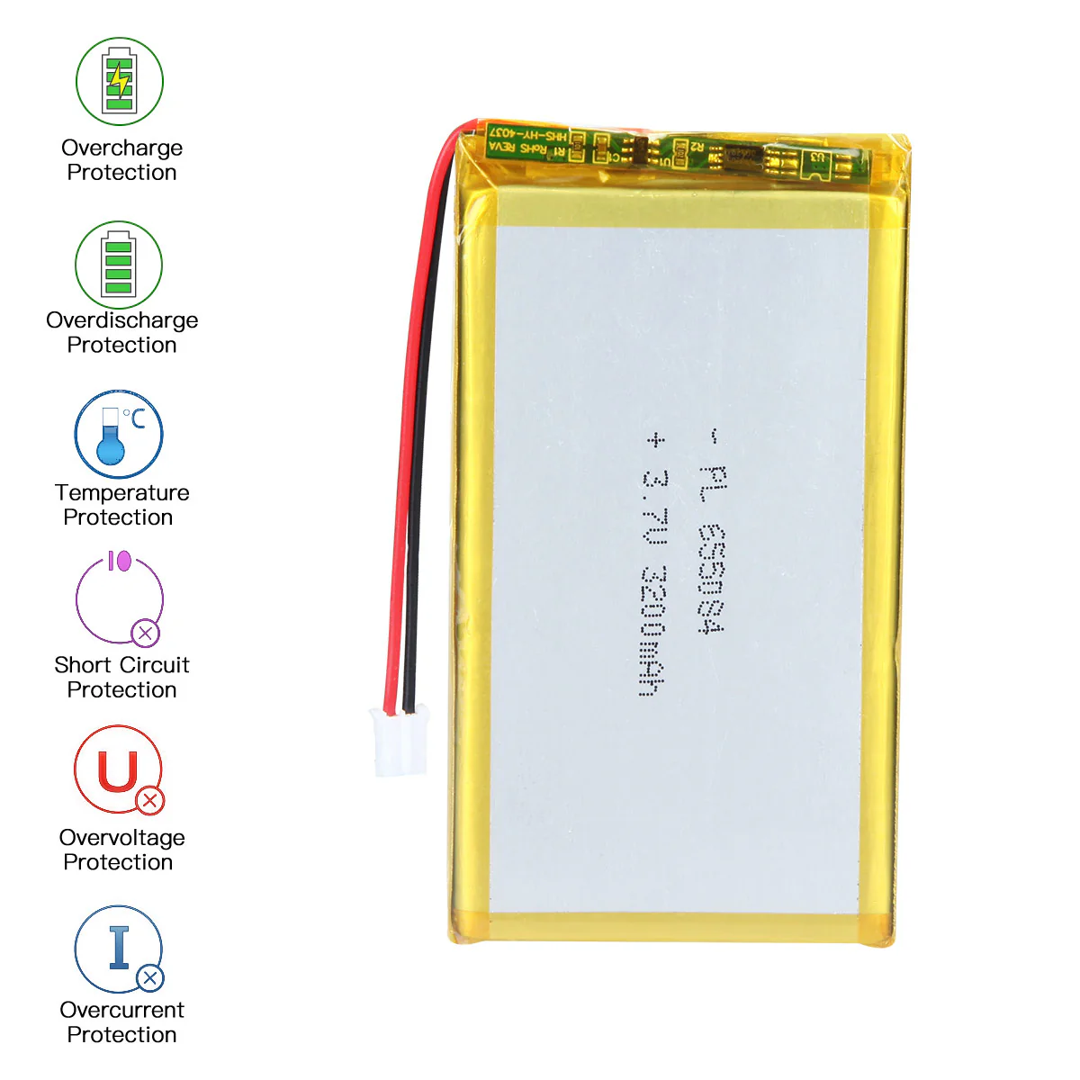 YDL 3.7V 3200mAh 655084 Rechargeable Lithium Polymer Battery - Image 5