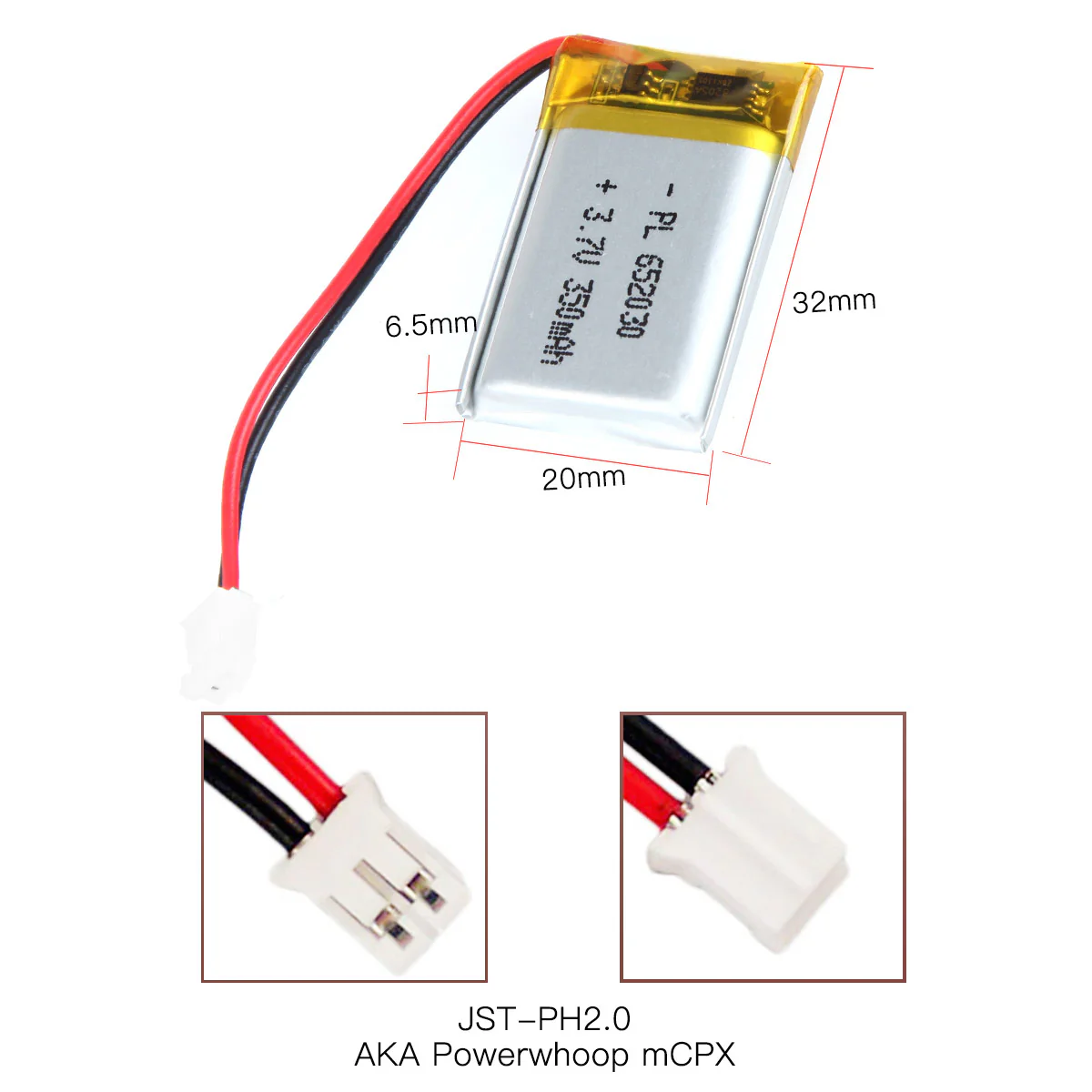 YDL 3.7V 350mAh 652030 Rechargeable Lithium Polymer Battery Length 32mm - Image 4