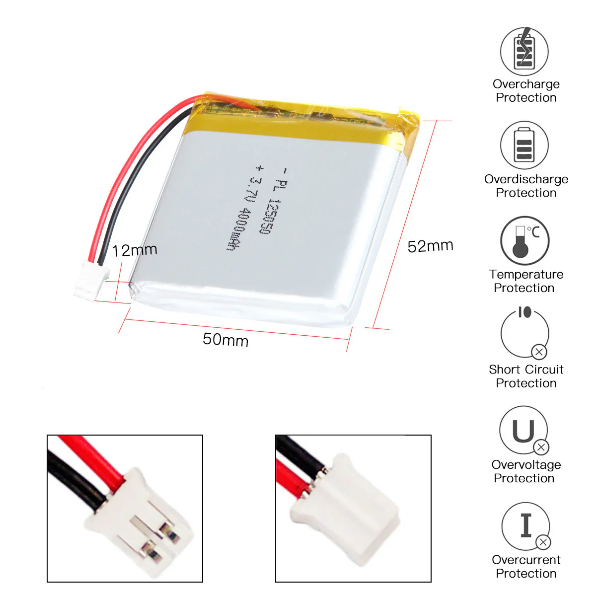 YDL 3.7V 4000mAh 125050 Rechargeable Lithium  Polymer Battery - Image 3