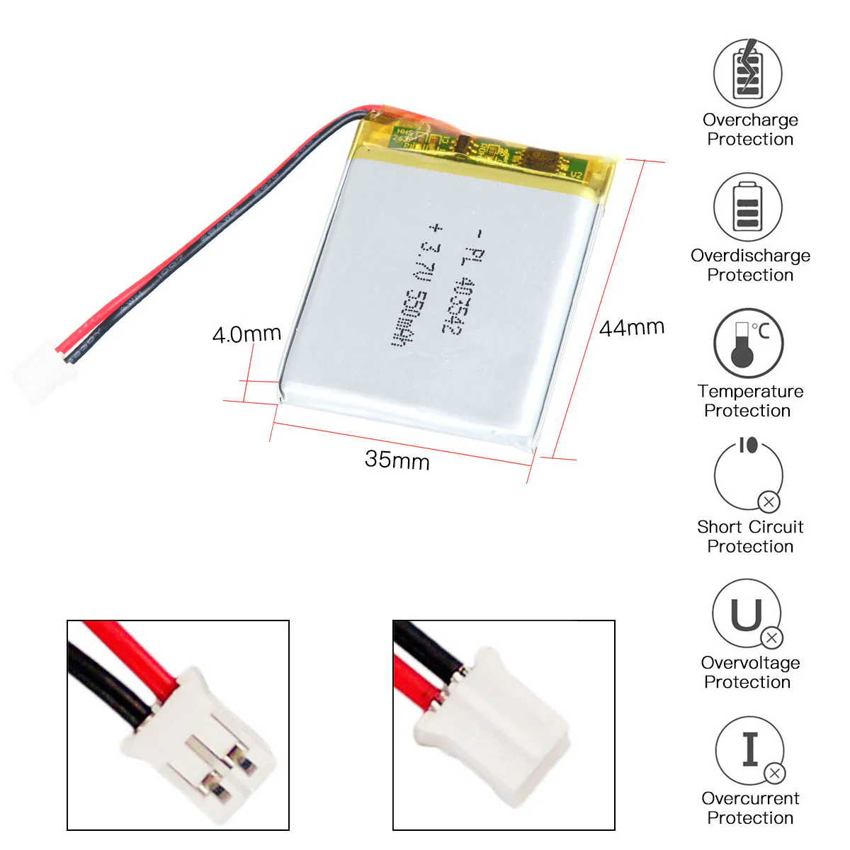 YDL 3.7V 550mAh 403542 Lithium Polymer Battery Pack - Image 3