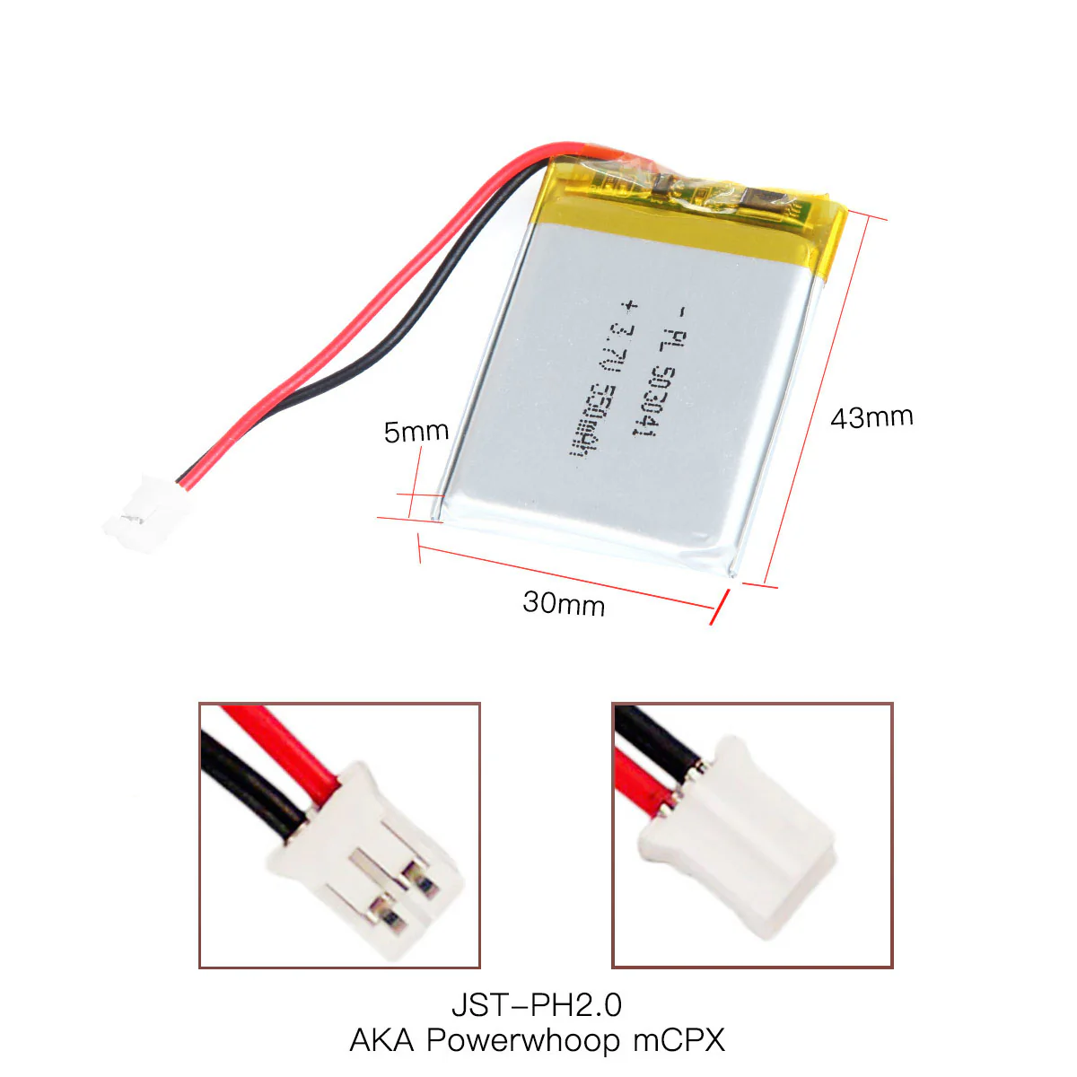 YDL 3.7V 550mAh 503041 Rechargeable Lithium Polymer Battery Length 43mm - Image 4