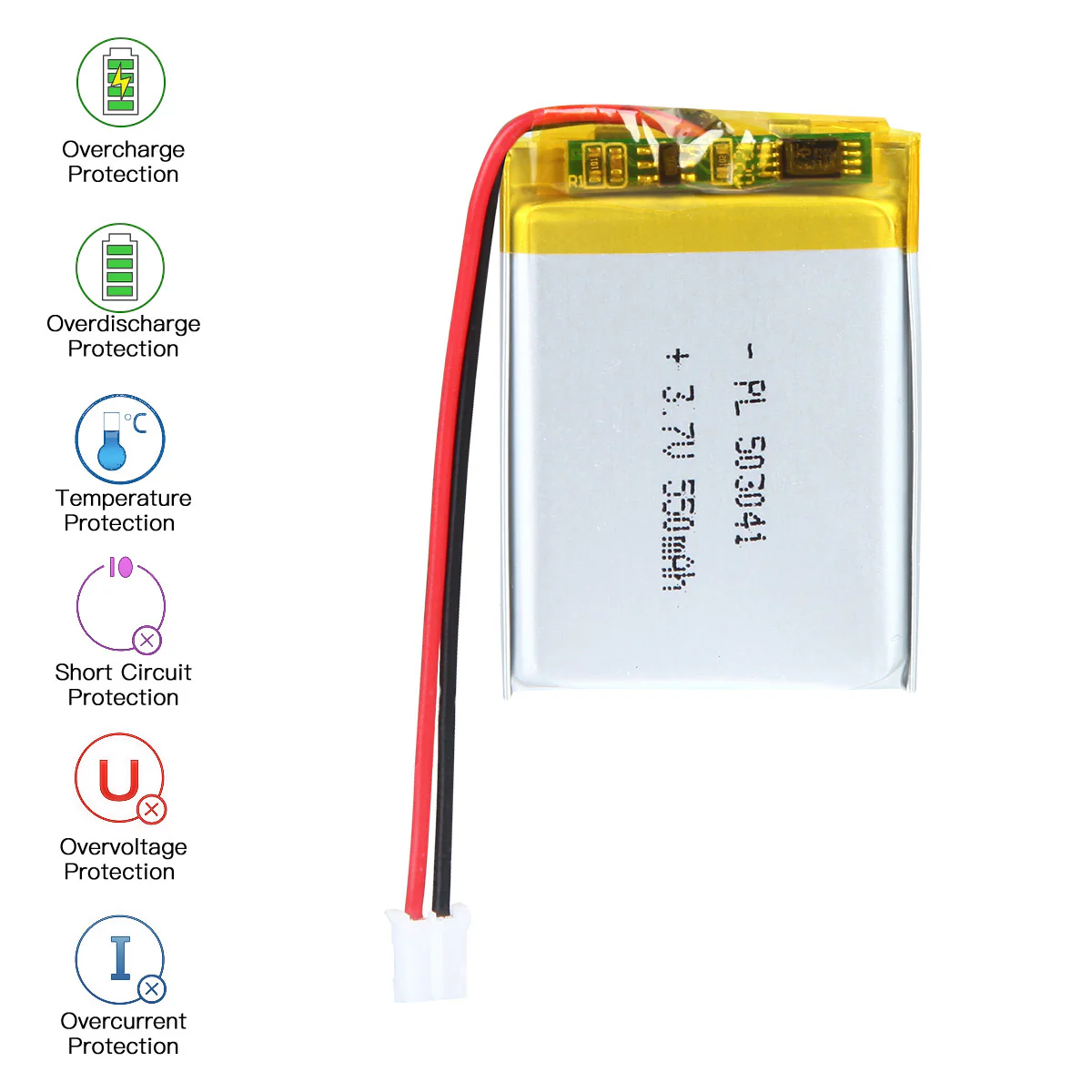 YDL 3.7V 550mAh 503041 Rechargeable Lithium Polymer Battery Length 43mm - Image 5
